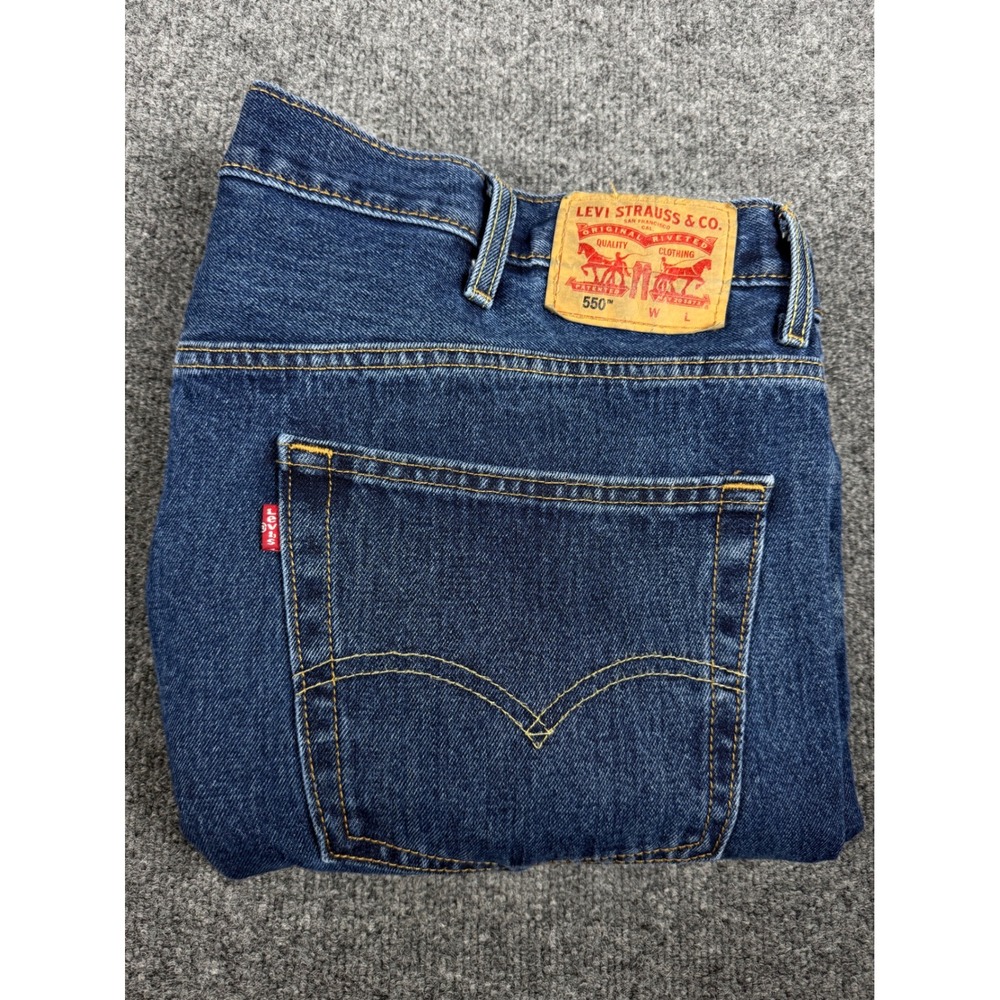 Levis 550 Relaxed Fit Tapered Leg Jeans Medium Wash Blue Denim Mens 44x30